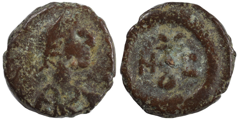 Justin I, 518-527. Pentanummium (bronze, 1.03 g, 10 mm), Antioch. D N IVSTINVS P...