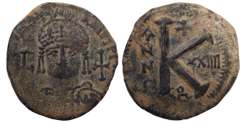 Justinian I, 527-565. Half follis (bronze, 9.87 g, 28 mm), Theoupolis (Antioch)....