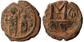 Heraclius, with Heraclius Constantine, 610-641. Follis (bronze, 12.67 g, 30 mm), Seleucia Isauriae. Heraclius and Heraclius Constantine, each wearing ...
