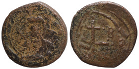 Nicephorus Basilacius, Usurper, 1078. Follis (bronze, 9.56 g, 29 mm), Thessalonica. [IC – XC] Facing bust of Christ Pantokrator. Rev: [C] - B / [N - B...