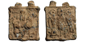 Uncertain, circa 6th-7th century. Amulet (lead, 3.22 g, 21x16 mm). Nimbate saint on horseback to right, holding cruciform scepter. Rev. Pillar-saint (...