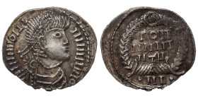 Barbarians on Balkan. Cca. 4 century. Siliqua, imitation Roman emperor (silver, 1.51 g, 18 mm). Diameded bust right. Rev. Legend within wreath. Cf. Kü...