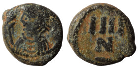 VANDALS. Municipal coinage of Carthage, around 480-533. 4 Nummi (bronze, 1.35 g, 10 mm), circa 523-533. Diademed, draped and cuirassed imperial bust t...