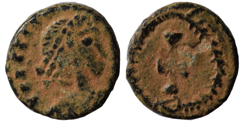 Uncertain. 5/6th century (?). Nummus (bronze, 0.32 g, 10 mm). Diademed head righ...