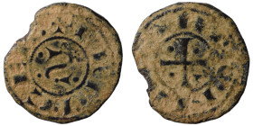 CRUSADERS. Principality of Antioch. Bohémond III, 1149-1163. Denier (bronze, 0.83 g, 17 mm). +PRIN•CEPS, retrograde S flanked by four pellets. Rev. +A...