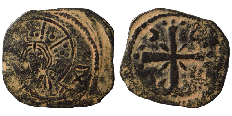 CRUSADERS. Uncertain. Circa 1100-1150. Follis (bronze, 2.62 g, 22x19 mm). Nimbat...