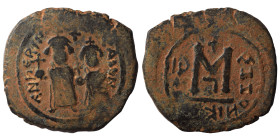 Persian Occupation of Syria, 610-629. Heraclius with Constantine type. Follis (bronze, 11.73 g, 30 mm), uncertain mint in Syria, possibly Antioch. Her...