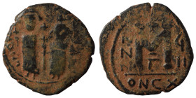 Persian Occupation of Syria, 610-629. Heraclius with Constantine type. Follis (bronze, 9.96 g, 27 mm), uncertain mint in Syria, possibly Antioch. Hera...
