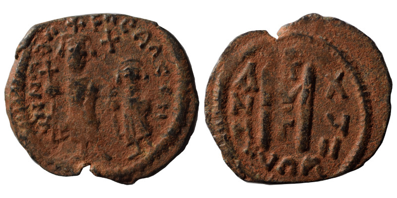 Umayyad Caliphate. Circa 642-646. Imitating 'Cyprus follis of Heraclius, with He...