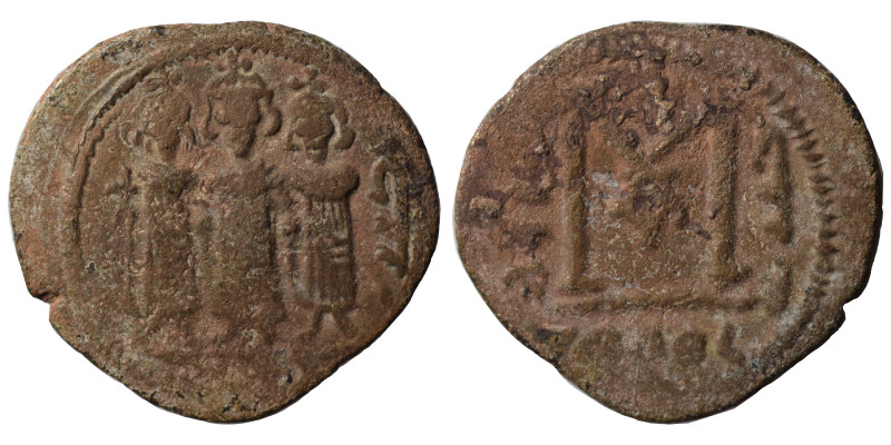 Umayyad Caliphate. 661-680. Fals (3.69 g, 23 mm), Tabariyya (Tiberias). Three st...