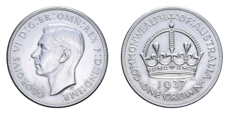 AUSTRALIA GIORGIO VI 1 CROWN 1937 AG. 28,35 GR. qSPL/SPL