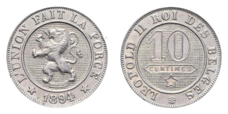 BELGIO LEOPOLDO I 10 CENT. 1894 NI. 4,57 GR. qFDC