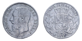BELGIO LEOPOLDO II 5 FRANCS 1873 19,65 GR. BB (FALSO D'EPOCA)