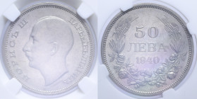 BULGARIA BORIS III 50 LEVA 1940 NI. 9,80 GR. AU50 (CLASSICAL COIN GRADING AA942783)