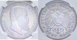 GERMANIA WURTTEMBERG WILHELM II 5 MARK 1913 F AG. 27,60 GR. MS61 (CLASSICAL COIN GRADING AA258715)