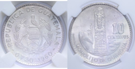 GUATEMALA 10 CENTAVOS 1960 AG. 3,30 GR. MS63 (CLASSICAL COIN GRADING AA919255)