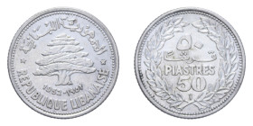 LIBANO 50 PIASTRE 1952 AG. 4,93 GR. qSPL