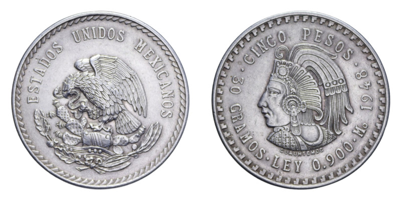 MESSICO 5 PESOS 1948 AG. 29,90 GR. BB-SPL