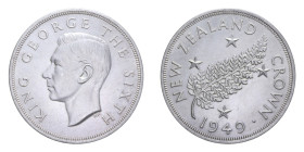 NUOVA ZELANDA GIORGIO VI 1 CROWN 1949 AG. 28,29 GR. qFDC