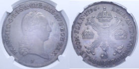 OLANDA AUSTRIACA FRANCESCO II KRONENTHALER 1796 B AG. MS63 (SIGILLATA NGC 3937663-002)