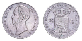 OLANDA WILLEM II 2 1/2 GULDEN 1848 AG. 22,10 GR. BB+ (DIFETTI DEL TONDELLO)