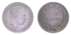 PORTOGALLO PEDRO V 100 REIS 1861 AG. 2,5 GR. qSPL