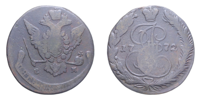RUSSIA CATERINA II 5 KOPEKI 1772 CU. 41,09 GR. qBB