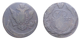 RUSSIA CATERINA II 5 KOPEKI 1772 CU. 41,09 GR. qBB