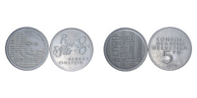 SVIZZERA LOTTO 2 MONETE 5 FRANCHI COMMEMORATIVI NI. qFDC (PATINATI)
