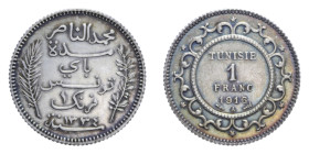 TUNISIA 1 FRANC 1916 AG. 5,06 GR. qSPL