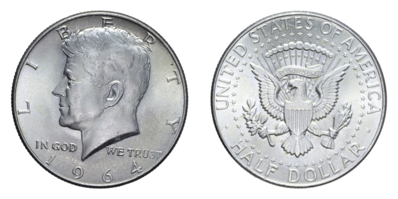 USA HALF DOLLAR 1964 KENNEDY AG. 12,50 GR. FDC