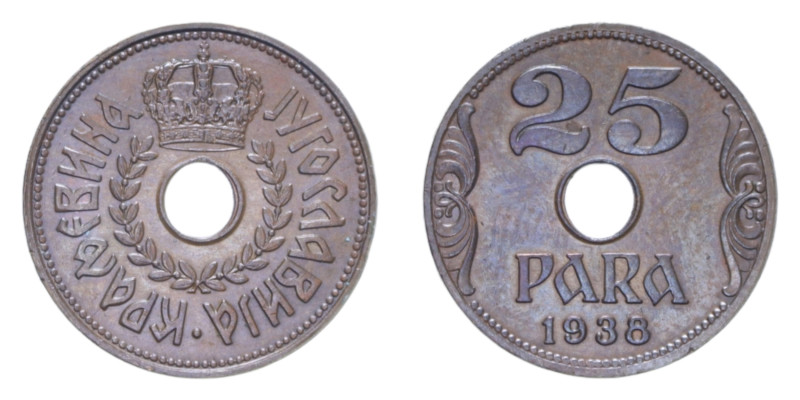 YUGOSLAVIA 25 PARA 1938 NC CU. 2,52 GR. qFDC