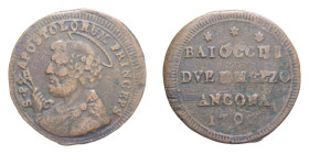 ANCONA PIO VI (1775-1799) DUE BAIOCCHI E MEZZO 1796 SAMPIETRINO CU. 15,01 GR. BB