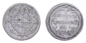 BOLOGNA BENEDETTO XIV (1740-1758) 5 BOLOGNINI 1758 AG. 1,40 GR. MIR 2638/12 RR BB