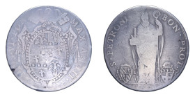BOLOGNA PIO VI (1775-1799) SCUDO ROMANO DA 100 BOLOGNINI 1777 AN. III RR AG. 25,51 GR. MB