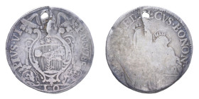 BOLOGNA PIO VI (1775-1799) MEZZA LIRA DA 10 BAIOCCHI 1785 MIR 2835/4 RRRR AG. 2,39 GR. MB+/MB (FORO)