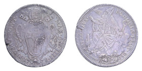 BOLOGNA PIO VI (1775-1799) MEZZO SCUDO ROMANO 1778 AN. III R AG. 13,14 GR. BB+