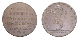 BOLOGNA PIO VI (1775-1799) 2 BAIOCCHI 1795 CU. 20,10 GR. SPL