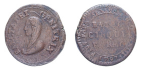 FERMO PIO VI (1775-1799) 5 BAIOCCHI 1797 MADONNINA CU. 17,08 GR. qBB