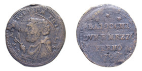 FERMO PIO VI (1775-1799) DUE BAIOCCHI E MEZZO 1796 SAMPIETRINO CU. 13,13 GR. qBB
