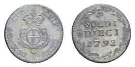 GENOVA DOGI BIENNALI (1528-1797) 10 SOLDI 1793 MI. 3,67 GR. SPL+