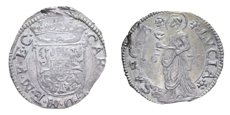 MANTOVA CARLO I GONZAGA NERVES (1627-1637) LIRA 1633 MI. 4,64 GR. SPL