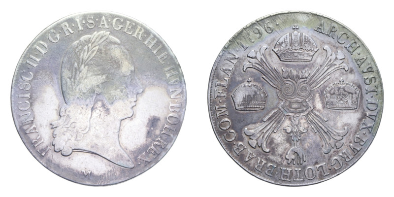 MILANO FRANCESCO II (1792-1835) CROCIONE 1796 AG. 29,19 GR. qBB/BB+