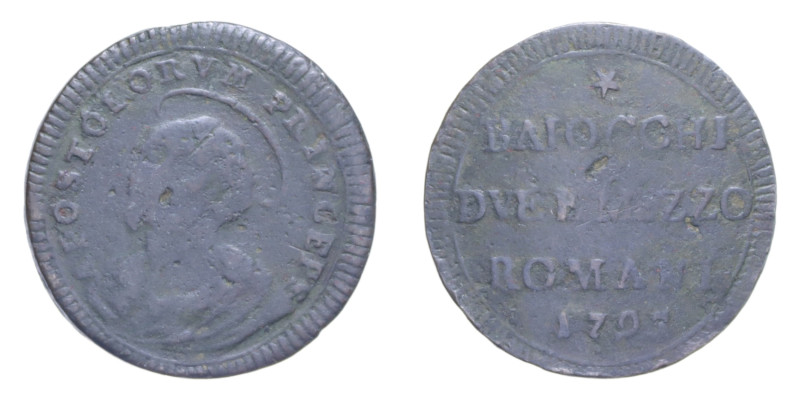 ROMA PIO VI (1775-1799) DUE BAIOCCHI E MEZZO 1795 SAMPIETRINO NC CU. 16,16 GR. q...