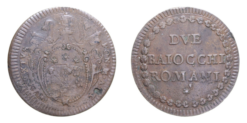 ROMA PIO VI (1775-1799) 2 BAIOCCHI ROMANI A. XX CU. 20,31 GR. BB