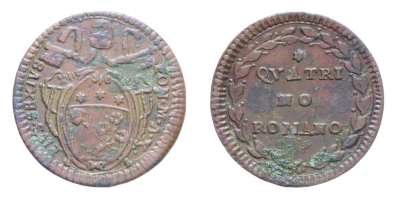 ROMA PIO VI (1775-1799) QUATTRINO ROMANO A. X CU. 2,34 GR. BB-SPL