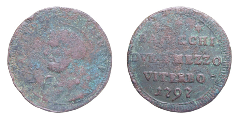 VITERBO PIO VI (1775-1799) DUE BAIOCCHI E MEZZO 1797 SAMPIETRINO CU. 13,71 GR. M...