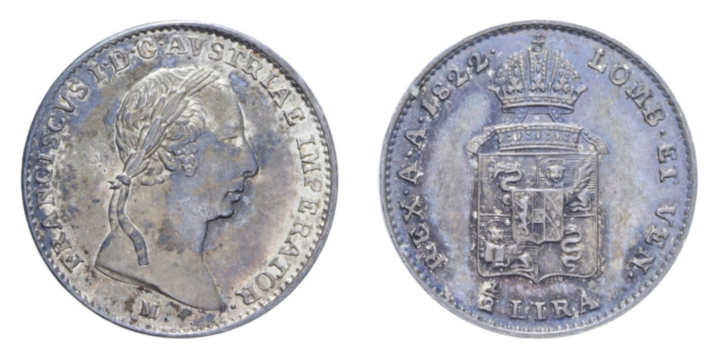 REGNO LOMBARDO VENETO FRANCESCO I (1815-1835) 1/2 LIRA AUSTRIACA 1822 MILANO NC ...