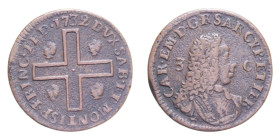 CARLO EMANUELE III (1730-1773) 3 CAGLIARESI 1732 CU. 6,46 GR. BB