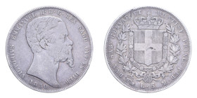 VITT. EMANUELE II (1849-1861) 5 LIRE 1850 GENOVA R AG. 24,71 GR. BB